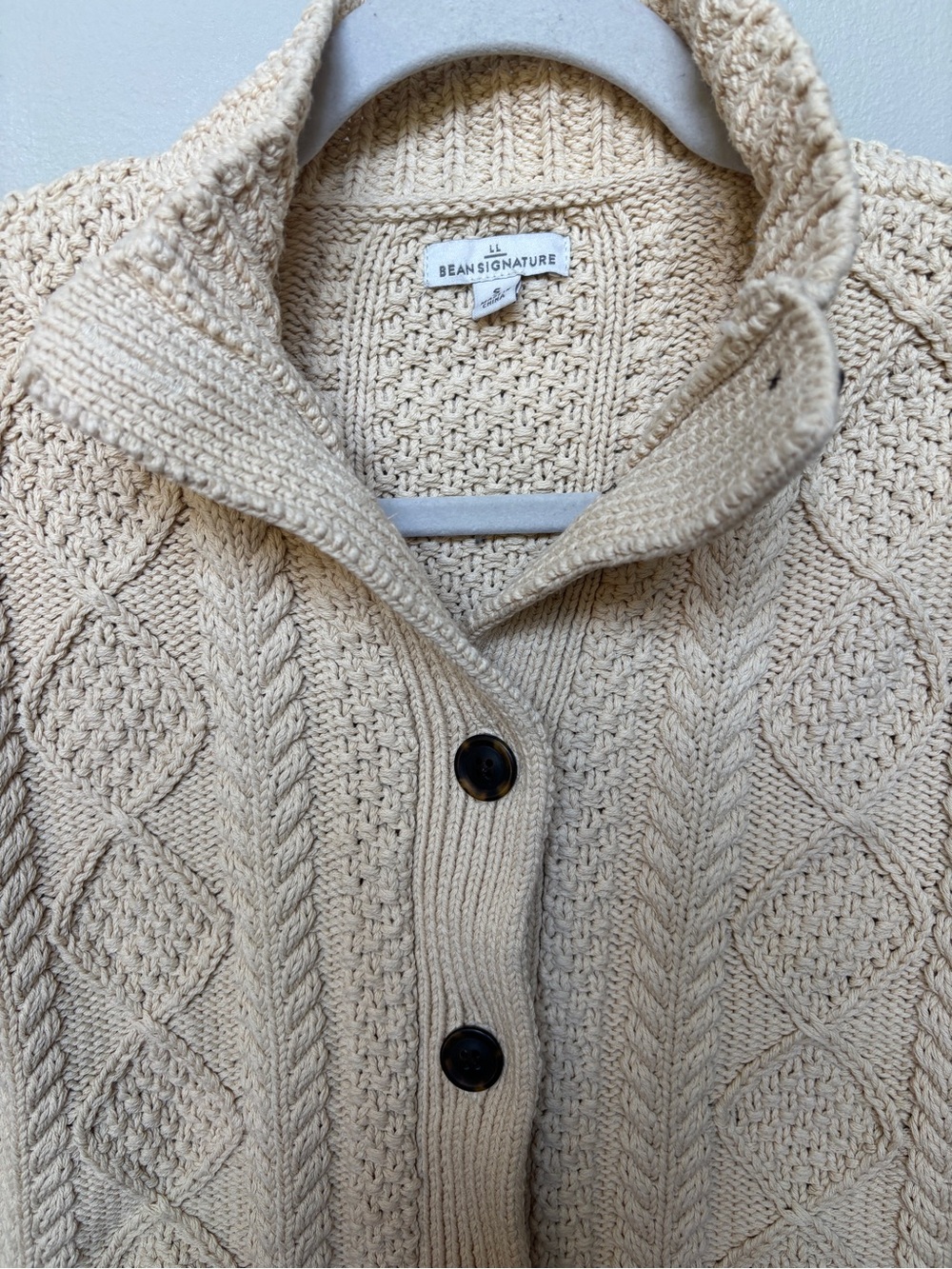 LL Bean Signature Cardigan Small Cable Knit Fisherman - Picture 4 of 11